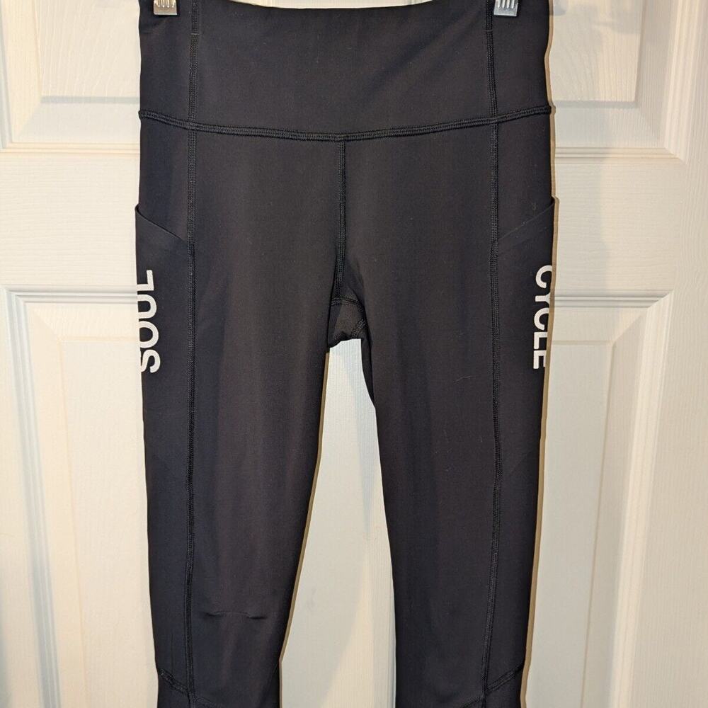 Lululemon Leggings Women's 2 Black SOUL Soulcycle High Rise Waist White Logo A5